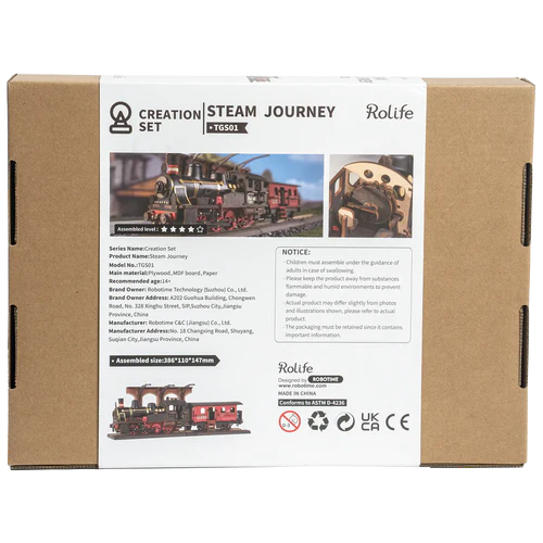 Robotime Rolife Steam Journey 3D Wooden Puzzle TGS01