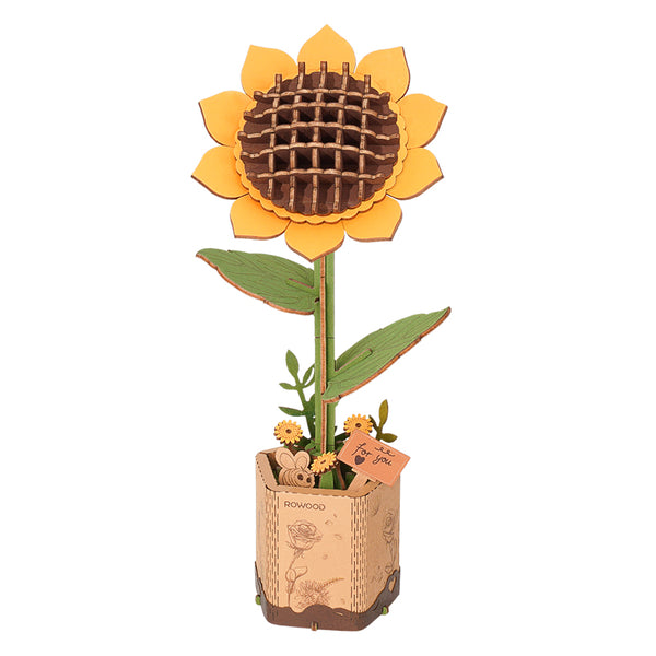 Robotime Rowood DIY Wooden Flower Sunflower 3D Wooden Puzzle TW011