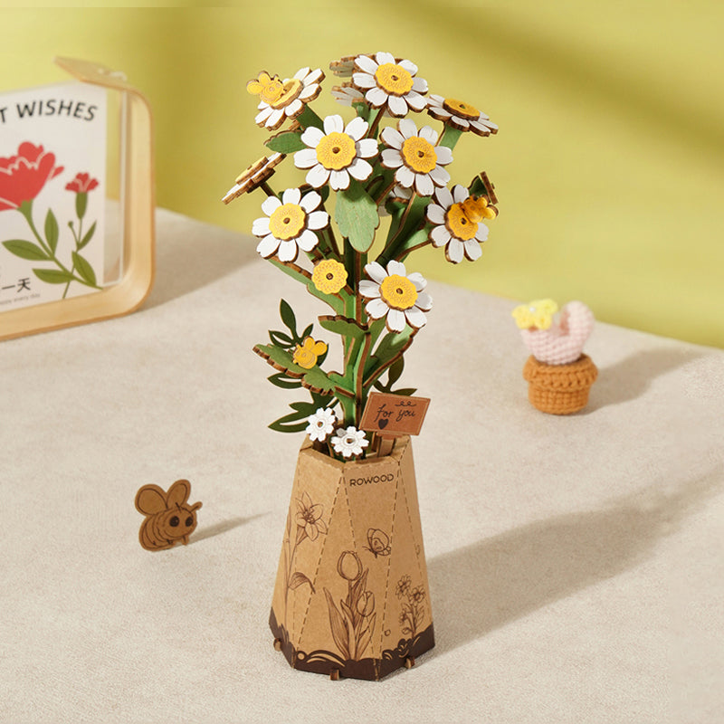 Robotime Rowood DIY Wooden Flower Chamomile 3D Wooden Puzzle TW061