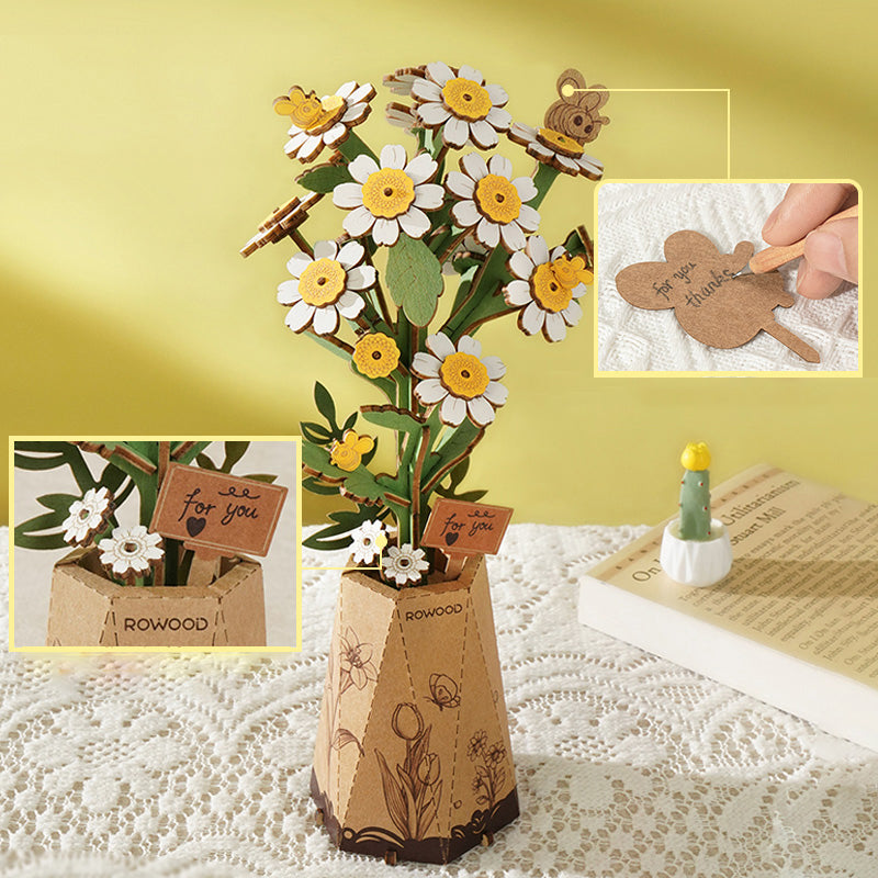 Robotime Rowood DIY Wooden Flower Chamomile 3D Wooden Puzzle TW061