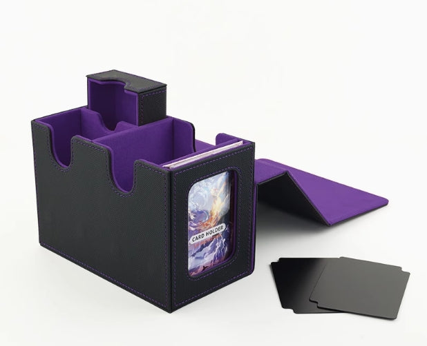 MUNTO - Trading Card Game Pro Deck Box - Black/Purple (160+ Cards)