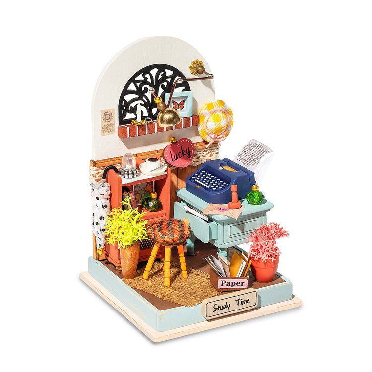 Robotime Rolife Record Mood Study Room Miniature House Kit DS017