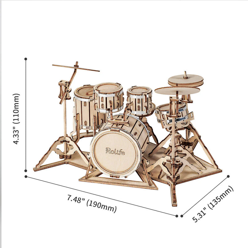 Robotime Rolife Drum kit TG409 3D Wooden Puzzle (Pre-Order)