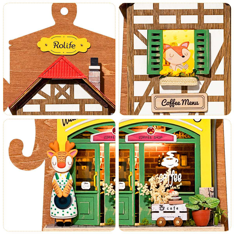 Robotime Rolife Lazy Coffee House DIY Wall Hanging Miniature House Kit DS020