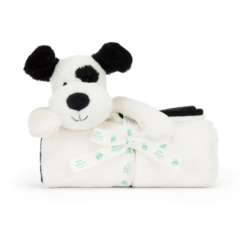 JELLYCAT BASHFUL BLACK & CREAM PUPPY BLANKIE 9X70X56CM