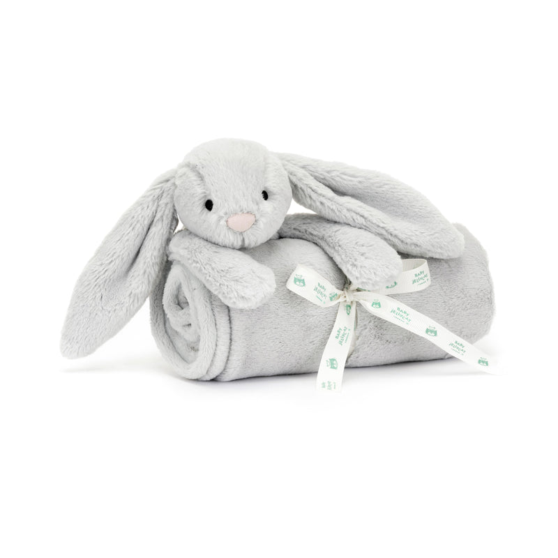 JELLYCAT BASHFUL SILVER BUNNY BLANKIE 9X70X56CM