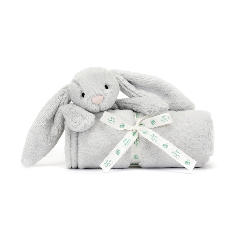 JELLYCAT BASHFUL SILVER BUNNY BLANKIE 9X70X56CM