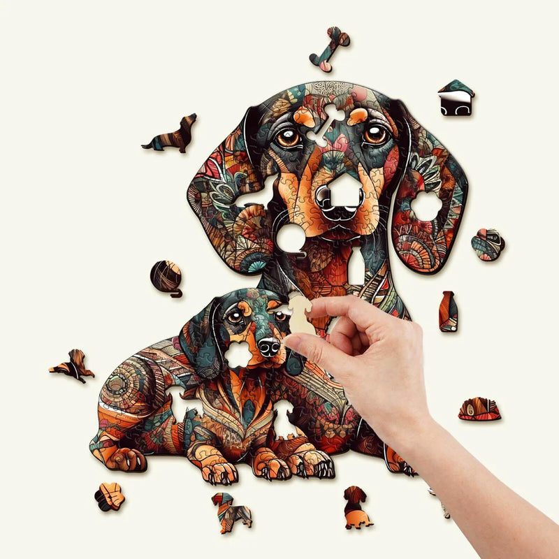 Woodbests - Dachshund Family - 2 Wooden Jigsaw Puzzle (160-200pcs)(Pre-Order)