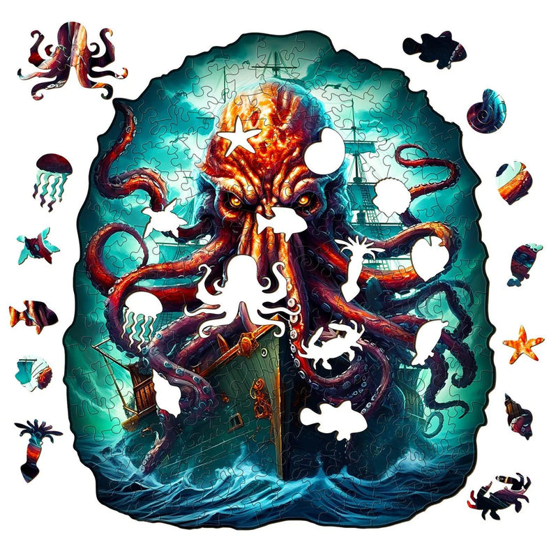 Woodbests - Octopus Monster Wooden Jigsaw Puzzle (160-200pcs)(Pre-Order)