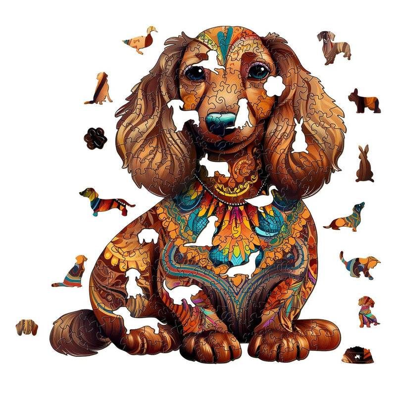 Woodbests - Long-haired Dachshund 2 Wooden Jigsaw Puzzle (250-300pcs)