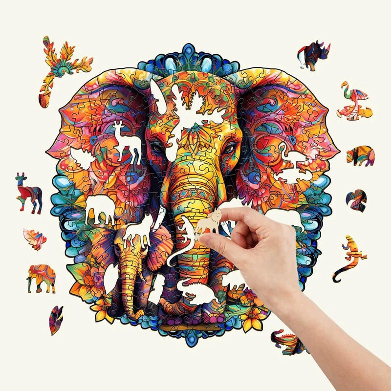 Woodbests - Mandala Parent-Child Elephant Wooden Jigsaw Puzzle (160-200pcs)