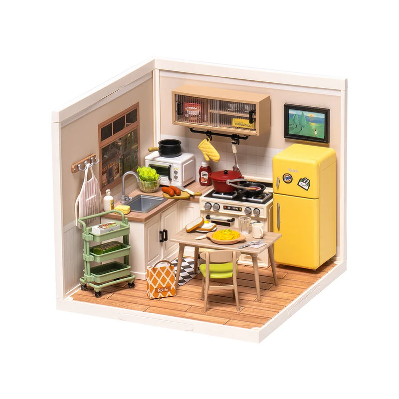 Robotime Rolife Happy Meals Kitchen DIY Plastic Miniature House DW008