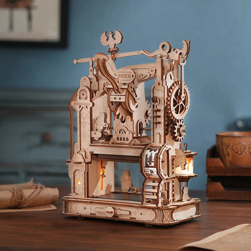 Robotime ROKR Classic Printing Press Mechanical 3D Wooden Puzzle LK602