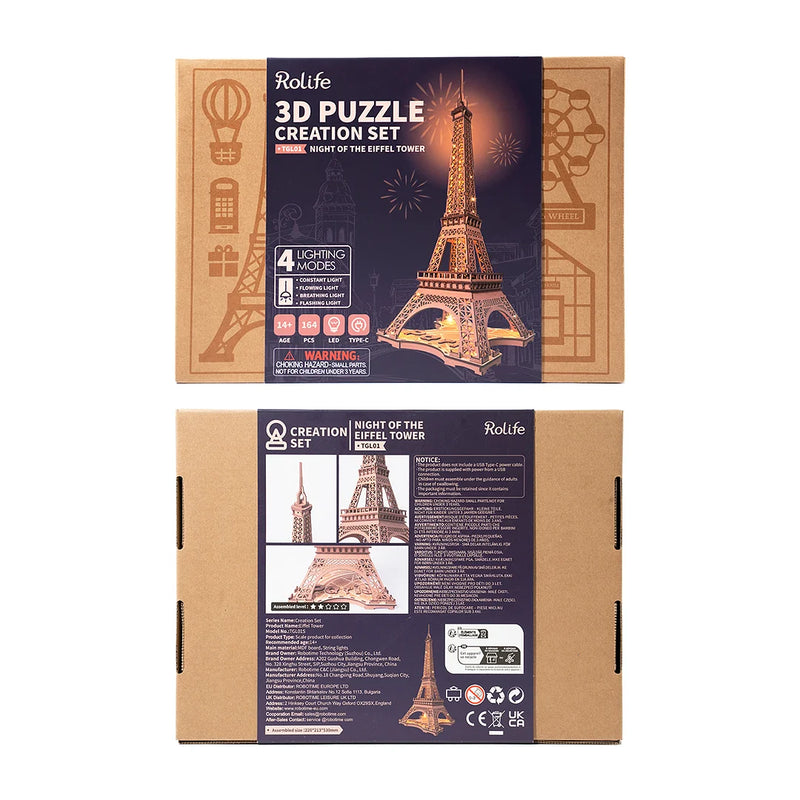 Robotime Rolife Night of the Eiffel Tower 3D Wooden Puzzle TGL01 (Pre-Order)