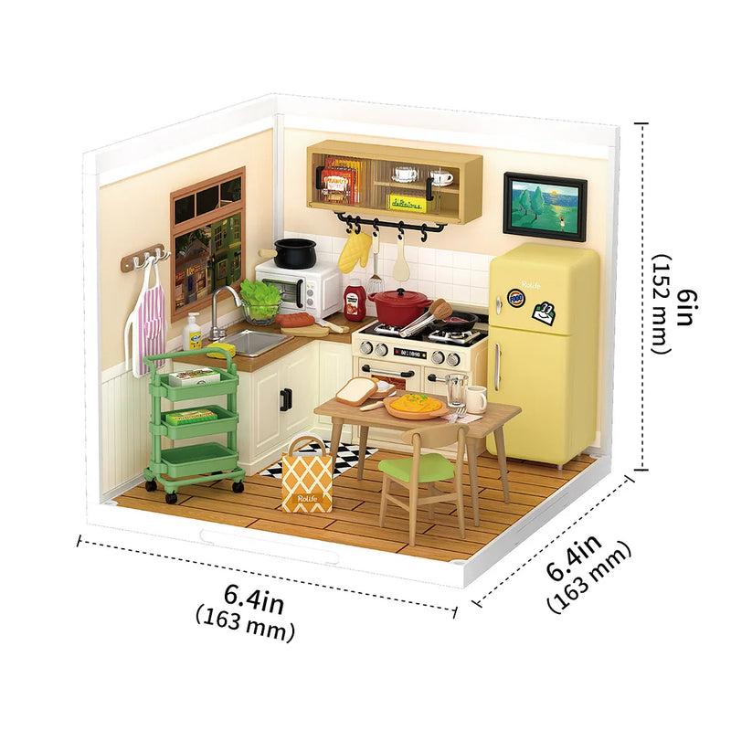 Robotime Rolife Happy Meals Kitchen DIY Plastic Miniature House DW008