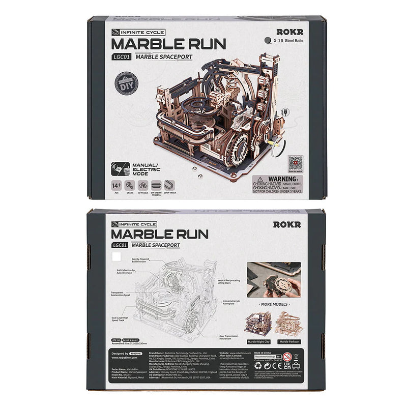 Robotime ROKR Marble Spaceport Marble Run 3D Wooden Puzzle LGC01