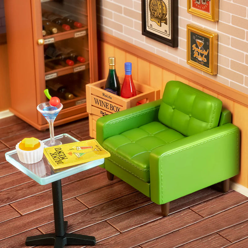 Robotime Rolife Leisurely Cheers Bar DIY Plastic Miniature House DW012