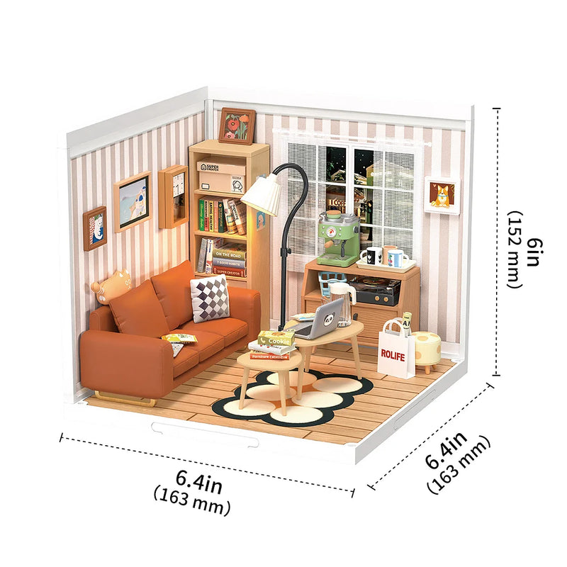 Robotime Rolife Cozy Living Lounge DIY Plastic Miniature House DW007