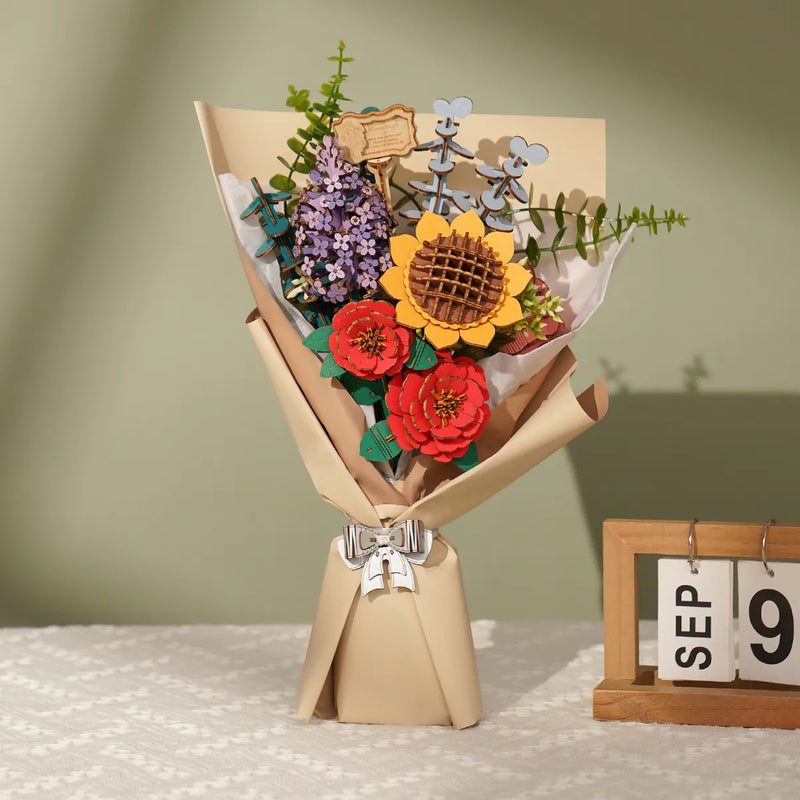 Robotime Rowood DIY Wooden Flower Bouquet TW01H 3D Wooden Puzzle