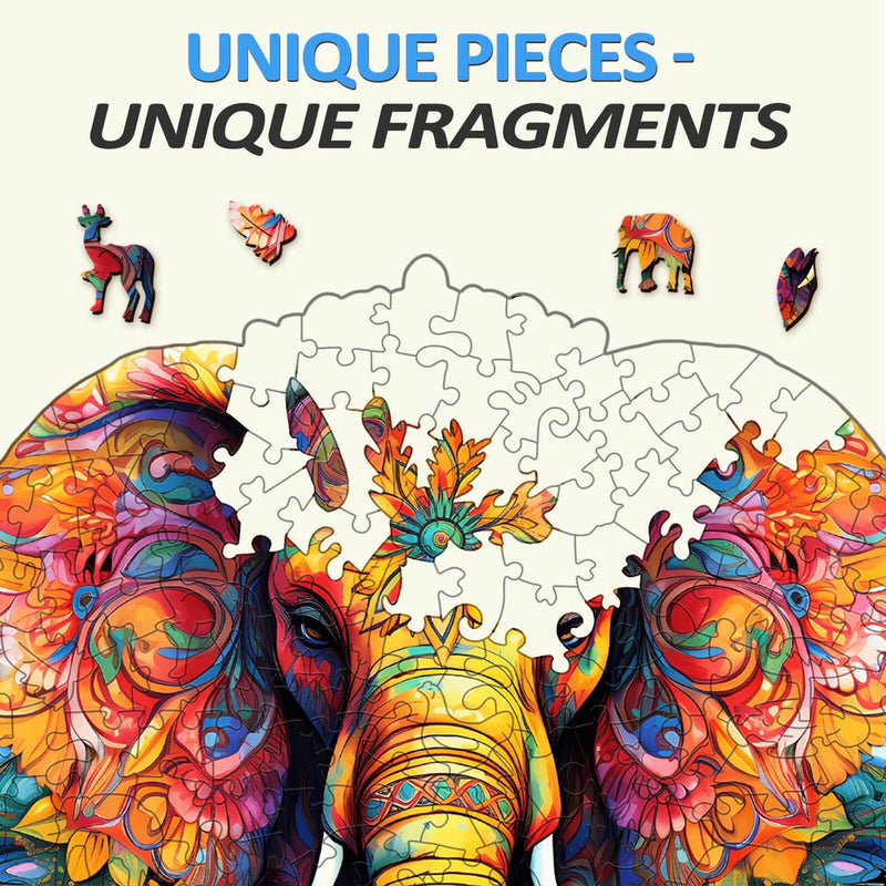 Woodbests - Mandala Parent-Child Elephant Wooden Jigsaw Puzzle (160-200pcs)