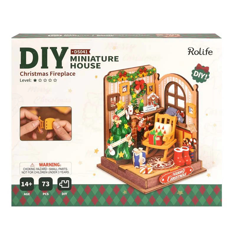 Robotime Rolife Christmas Fireplace DIY Miniature House Kit DS041