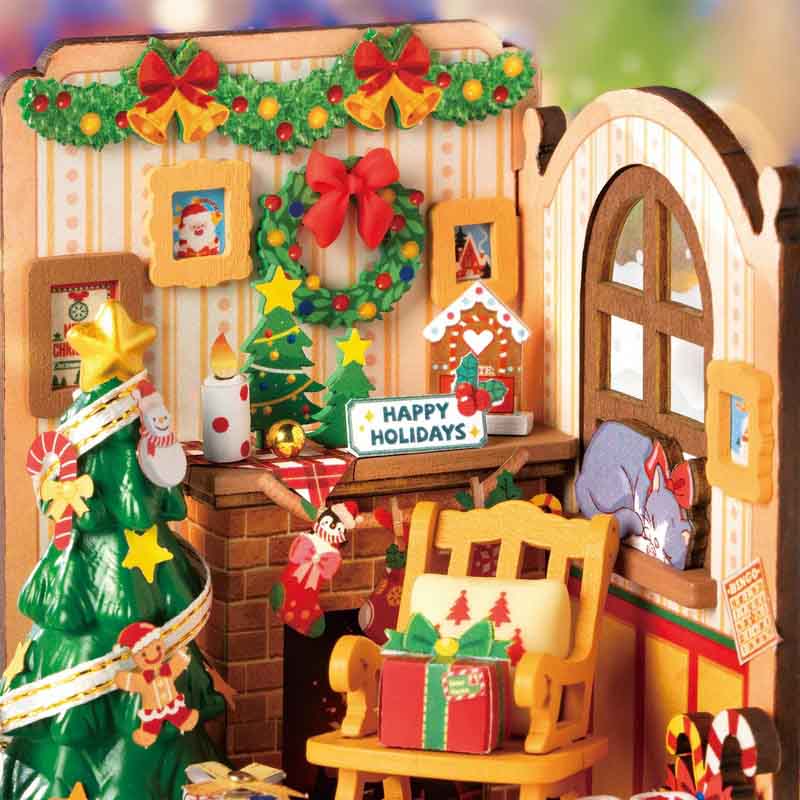 Robotime Rolife Christmas Fireplace DIY Miniature House Kit DS041