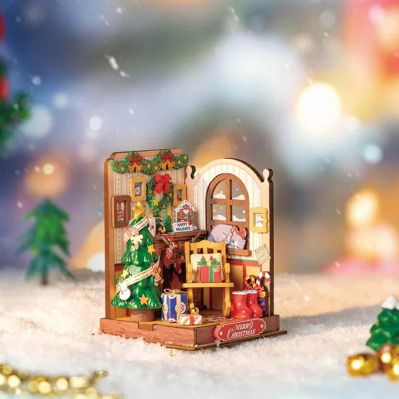 Robotime Rolife Christmas Fireplace DIY Miniature House Kit DS041