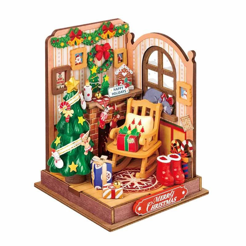 Robotime Rolife Christmas Fireplace DIY Miniature House Kit DS041