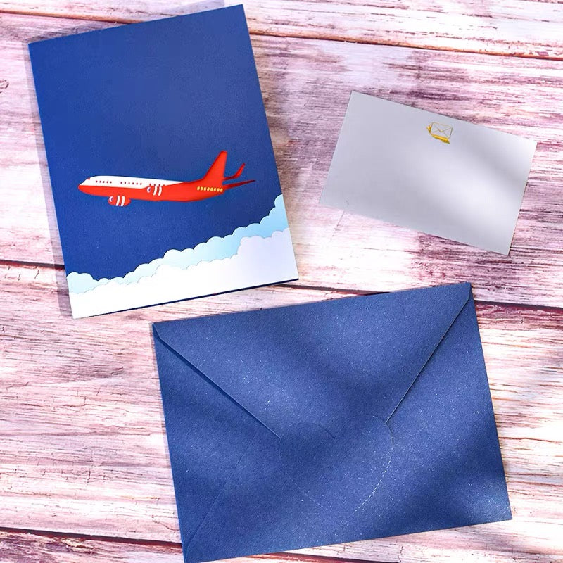 3D Airplane Greeting Card & 1pc Envelope