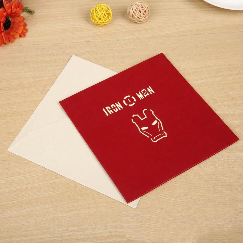 3D Iron Man Greeting Card & 1pc Envelope