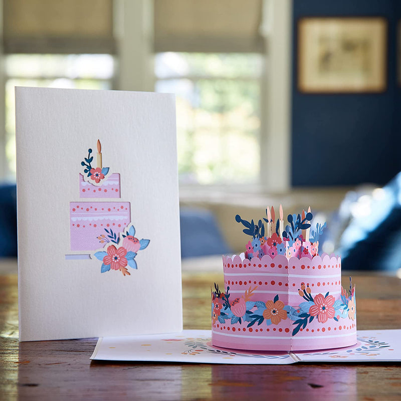 3D Floral Birthday Cake Greeting Card & 1pc Envelope