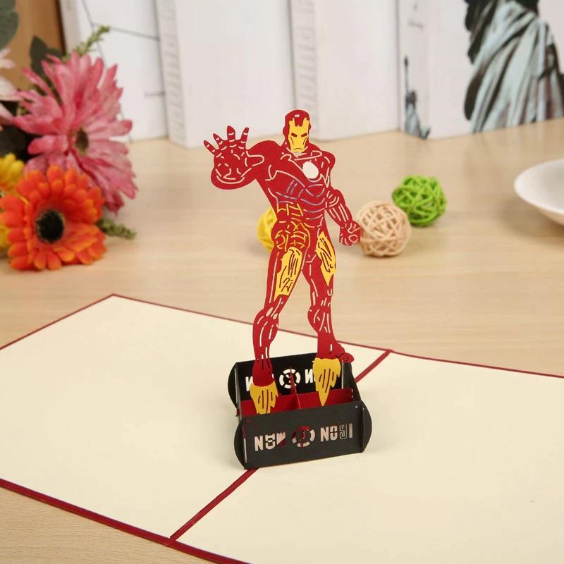 3D Iron Man Greeting Card & 1pc Envelope