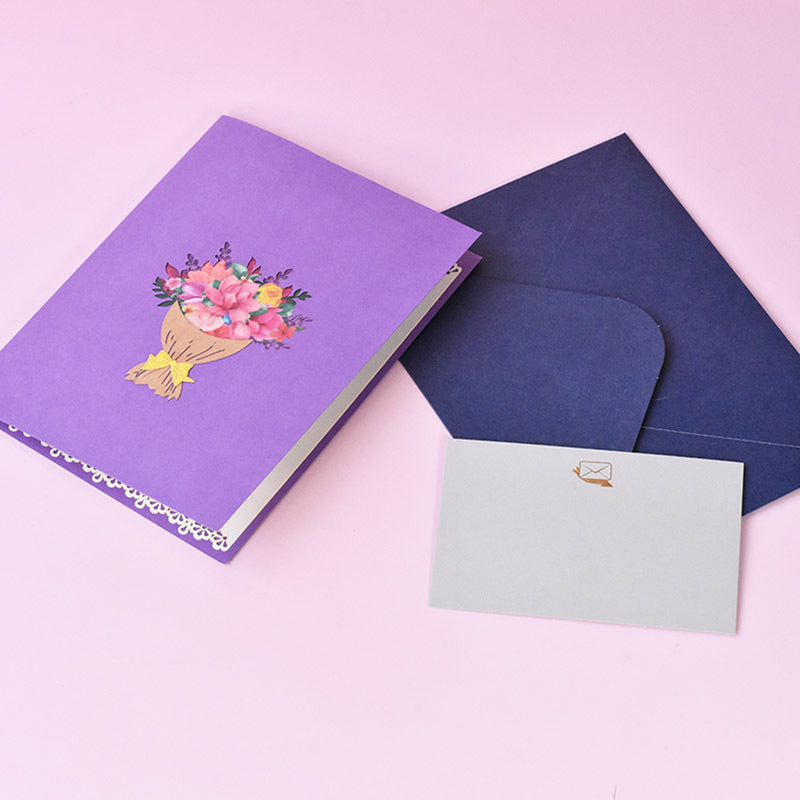 3D Handmade Flower Greeting Card & 1pc Envelope