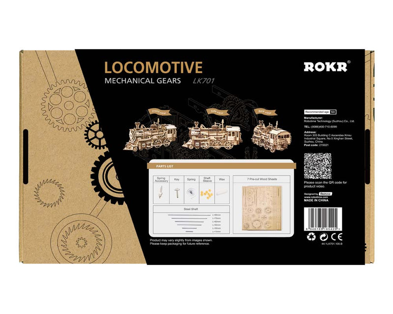 ROKR Locomotive LK701 Mechanical Wooden Train Kit (7240590786760)