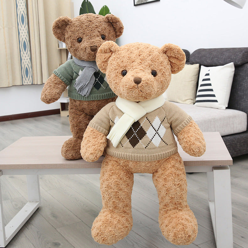 23" Scarf Sweater Teddy Bear - Chocolate (7240589541576)