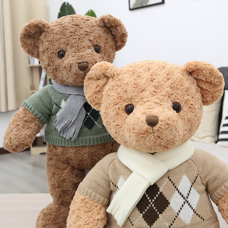 23" Scarf Sweater Teddy Bear - Light Brown (7240588689608)