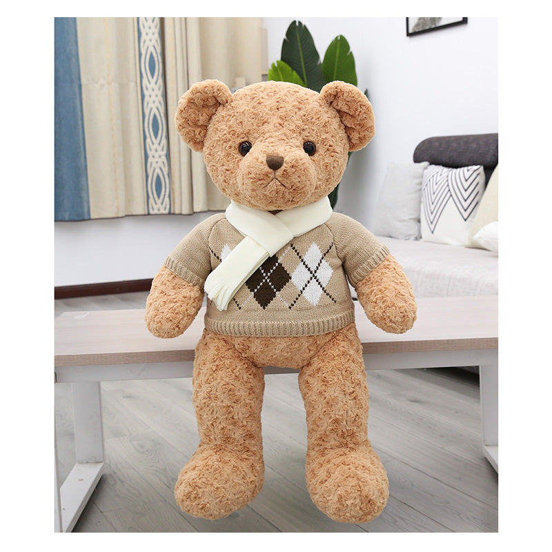 28" Scarf Sweater Teddy Bear - Light Brown (7240584364232)