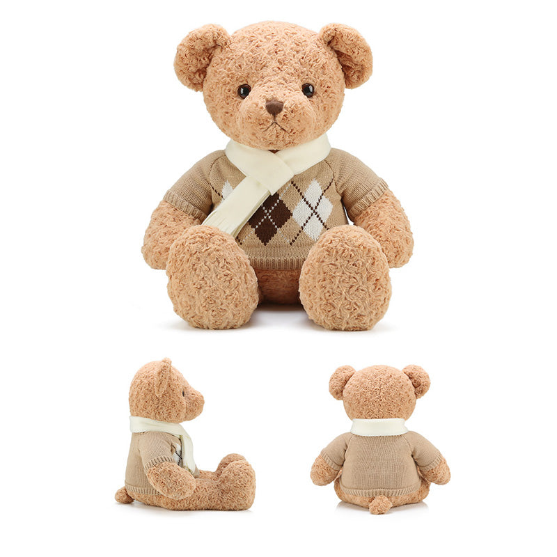 28" Scarf Sweater Teddy Bear - Light Brown (7240584364232)