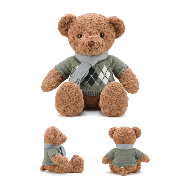 23" Scarf Sweater Teddy Bear - Chocolate (7240589541576)