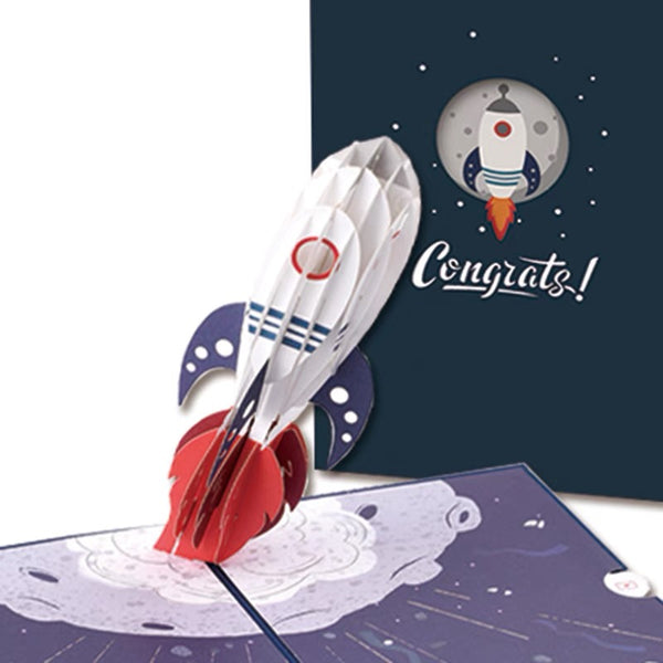 3D Rocket Greeting Card & 1pc Envelope